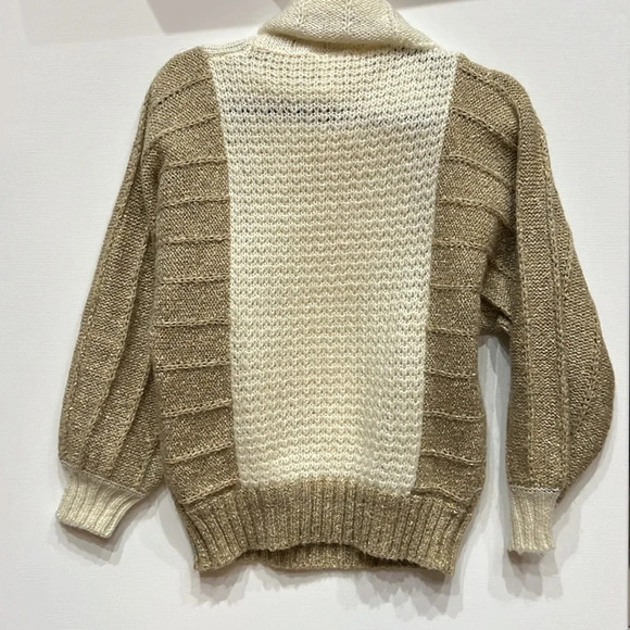 Vintage Marella twotone wool blend cowlneck knit sweater size small - Picture 2 of 10